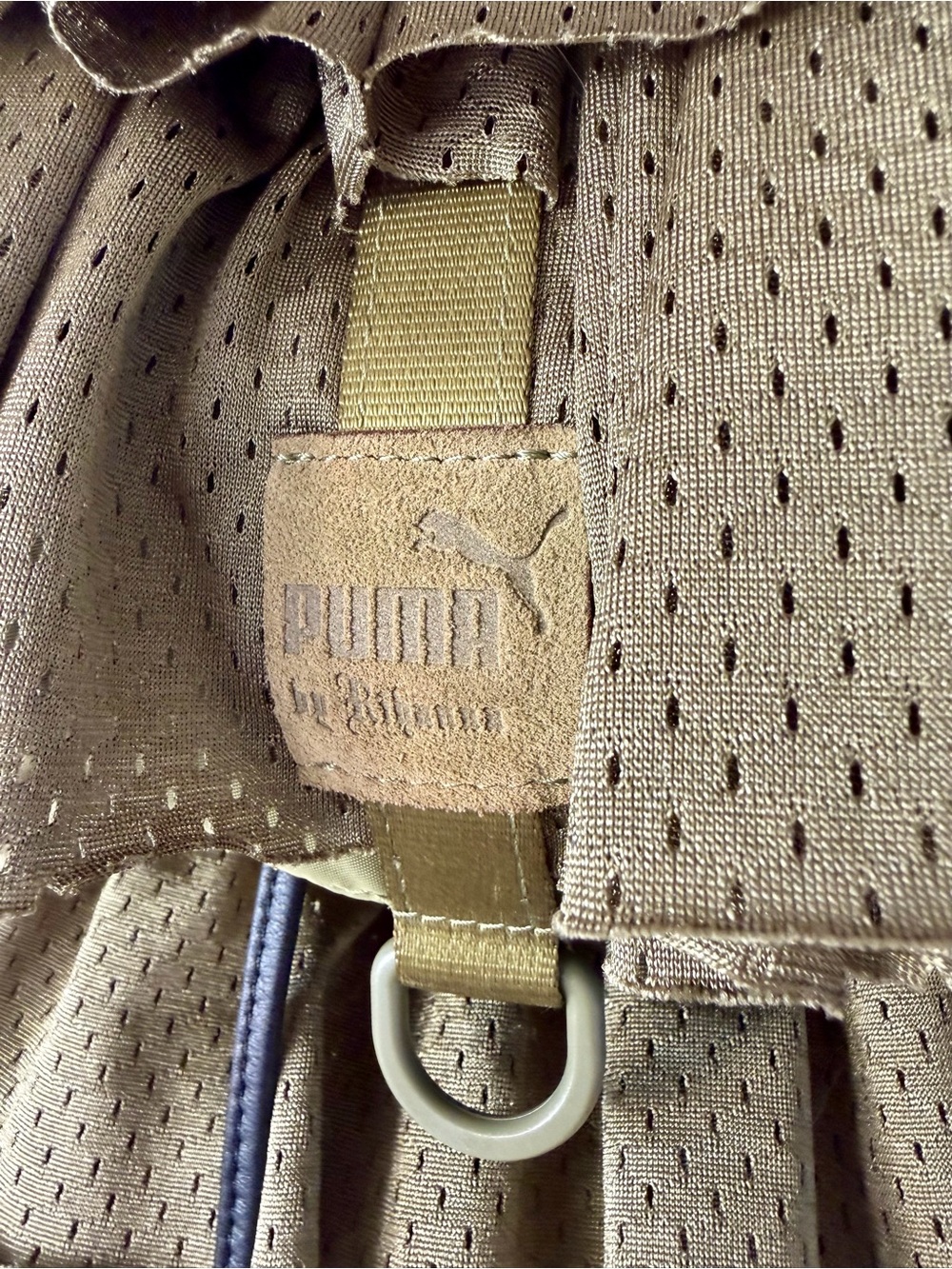 Fenty x Puma Rihanna Ruffle Mesh Backpack Olive Green - Picture 3 of 16